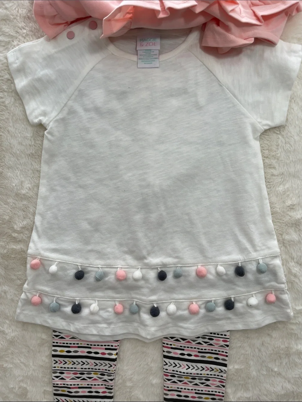 SALE! NWT Maggie & Zoe Pink Llama Ruffle Top with Patterned Leggings Size 5T